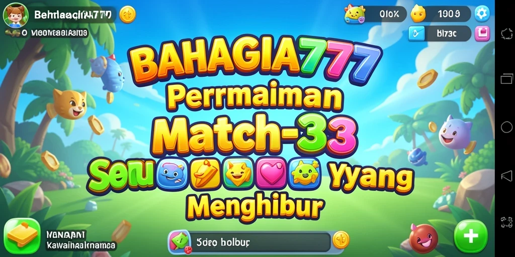 Tampak gameplay seru BAHAGIA777 dengan kombinasi warna-warni di layar.