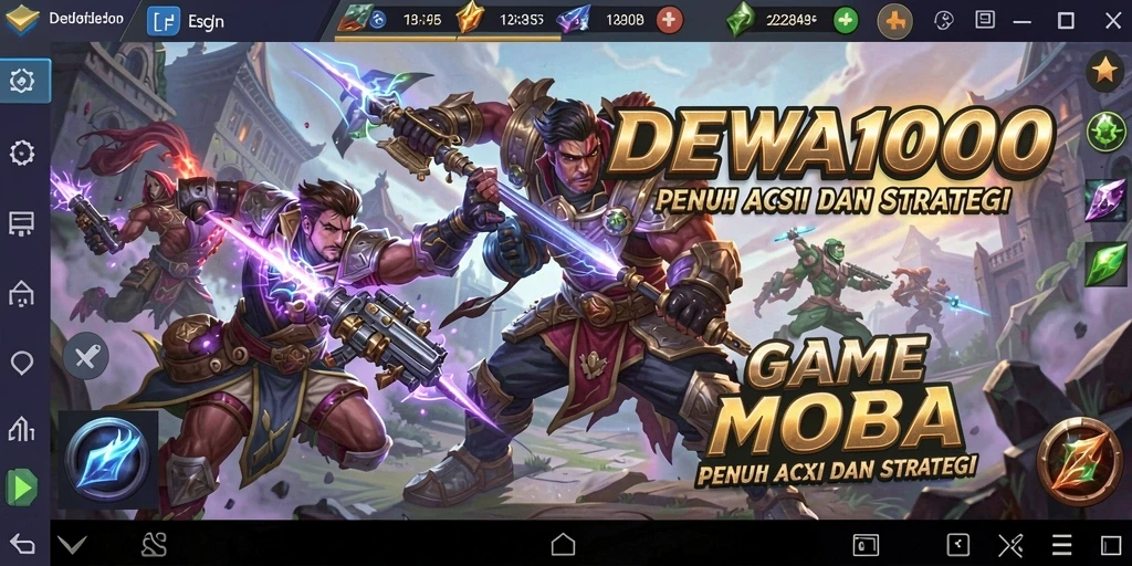 Tampilan gameplay DEWA1000 yang seru di arena MOBA.