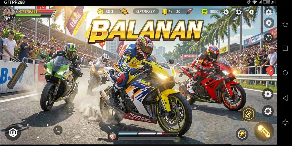 Screenshot GIFTRP288 menampilkan aksi balapan motor yang mendebarkan.