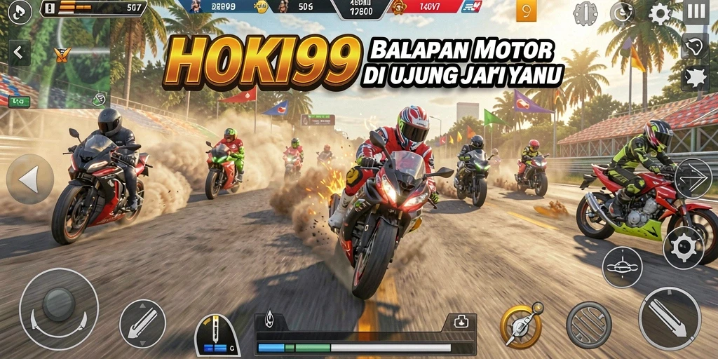 Tampilan gameplay HOKI99 yang mendebarkan saat balapan motor.