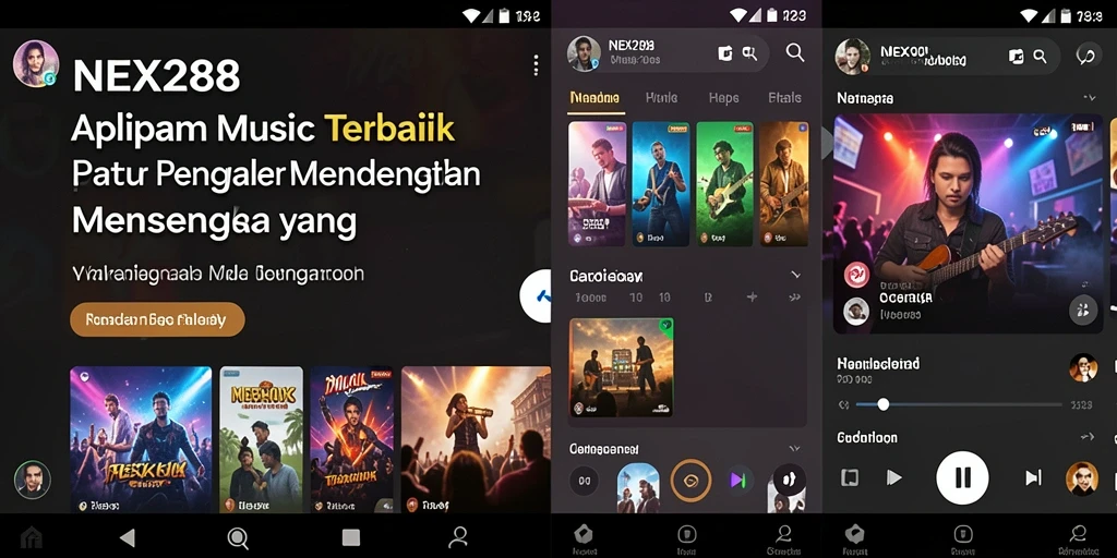 Tampilan gameplay NEX288 menampilkan pengalaman mendengarkan musik yang mendalam.