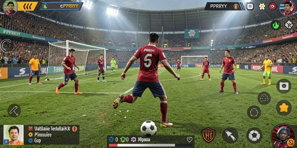 Tampilan gameplay PPRRYY yang mengesankan dan mendebarkan dalam pertandingan sepak bola.