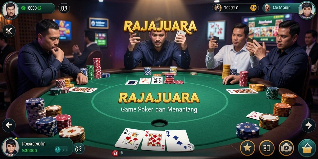 Screenshot gameplay RAJAJUARA menampilkan aksi seru permainan Poker.