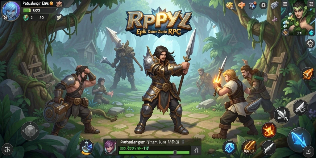 Tangkapan layar utama RPYYY menampilkan aksi dinamis dalam pertempuran RPG.