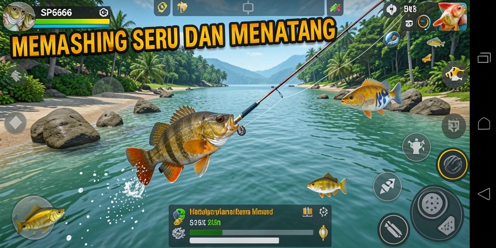 Tampilan gameplay SP666 dengan suasana memancing yang menawankan.