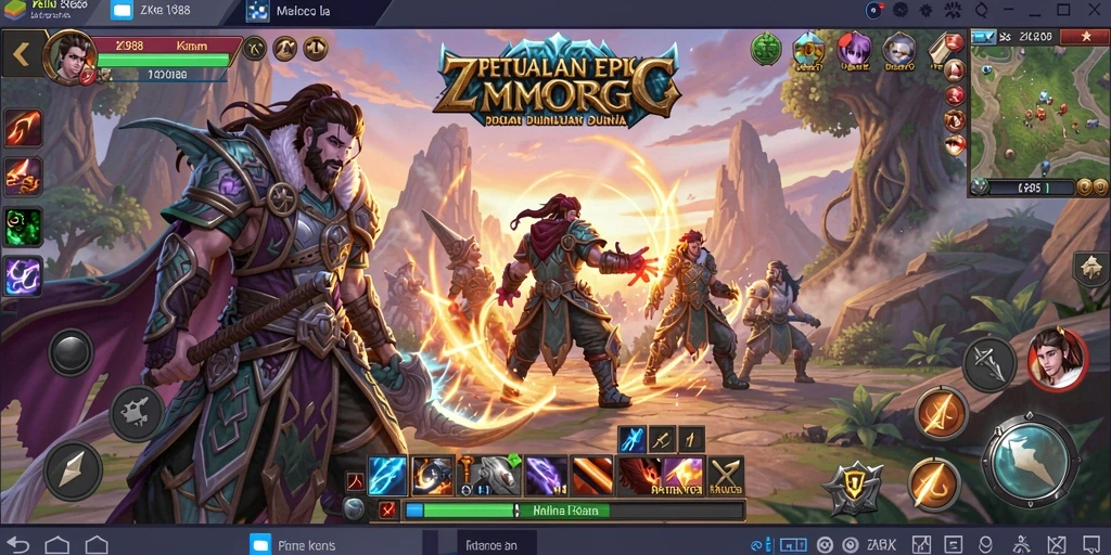 Tampilan screenshot ZK988 yang menampilkan pertarungan seru dalam MMORPG.